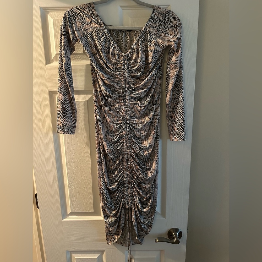 Pretty little thing snakeskin off the should dress - sexy!